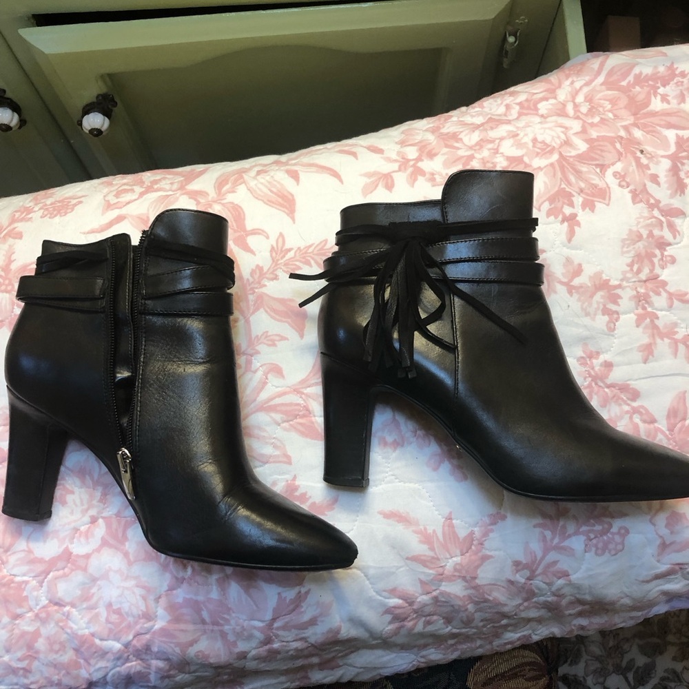 Ralph Lauren Black Leather Heeled Boots